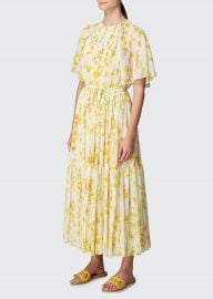 loral-Print Self-Tie Silk Midi Dress by Carolina Herrera at Bergdorf Goodman