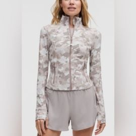 lululemon athletica Jackets amp Coats Lululemondefine Cropped Jacket Nulu Colourthawed Camo Warm Ash Grey Multi Poshmark at Poshmark