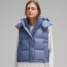 lululemon athletica Jackets amp Coats Nwt Lululemon Wunder Puff Cropped Vest Heathered Wild Indigo Wlgh Iridescent 4 Poshmark at Poshmark