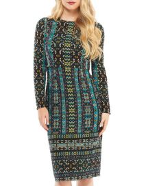 maggy london Long-Sleeve Global-Tile Sheath Dress at Last Call