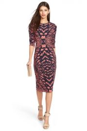 maggy londonTIE DYE PRINT CREPE MIDI SHEATH DRESS at Nordstrom Rack