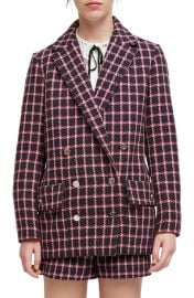 maje 121Vitrite Houndstooth Double Breasted Blazer at Nordstrom