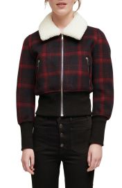 maje Bloppane Plaid Wool Blend Bomber Jacket with Faux Fur Collar at Nordstrom