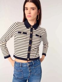 maje Cropped rib knit cardigan at Nordstrom