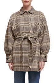 maje Galicome Belted Plaid Jacket at Nordstrom