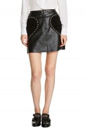 maje Heart Patch A-Line Leather Skirt at Nordstrom