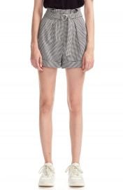 maje Imy Houdstooth Check Paperbag Waist Belted Shorts   Nordstrom at Nordstrom