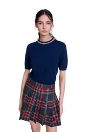 maje Knit crop sweater with rhinestones at Nordstrom