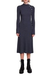 maje Long Sleeve Rib Midi Sweater Dress at Nordstrom