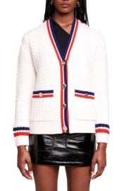 maje Medhi Tipped Cable Cardigan at Nordstrom