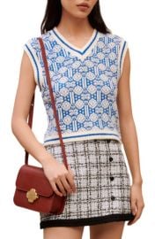 maje Melonie Clover Jacquard Sleeveless Sweater at Nordstrom