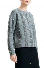 maje Mission Grid Pattern Wool Blend Sweater at Nordstrom