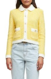 maje Missiony Collared Metallic Boucl Cardigan at Nordstrom