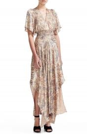 maje Rachel Paisley Smocked Waist Asymmetrical Maxi Dress   Nordstrom at Nordstrom