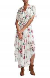 maje Rachelle Asymmetrical Hem Floral Print Maxi Dress   Nordstrom at Nordstrom