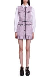 maje Ratri Belted Long Sleeve Tweed Minidress at Nordstrom