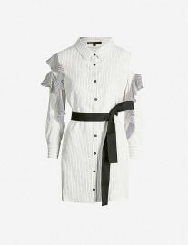 maje Relia striped cold-shoulder woven dress at Selfridges