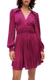 maje Rianne Pleated Long Sleeve Minidress at Nordstrom