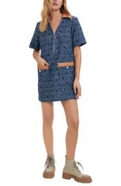 maje Rijean Short Sleeve Shirtdress in Indigo  at Nordstrom