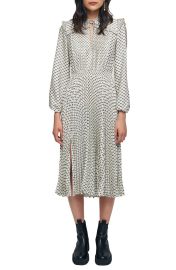 maje Ripletta Bow Print Long Sleeve Dress at Nordstrom