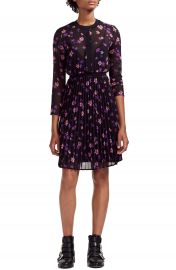 maje Rivoline Pleated Chiffon Shirtdress at Nordstrom