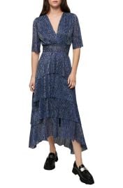 maje Ruffini Tiered Dress in Blue at Nordstrom  at Nordstrom