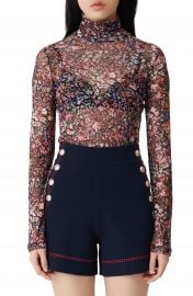 maje Thomas Floral Mesh Long Sleeve T-Shirt   Nordstrom at Nordstrom