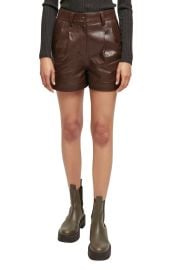 maje Tou High Waist Lambskin Leather Shorts at Nordstrom