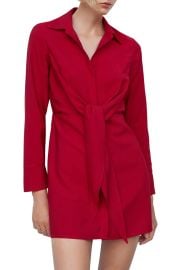 mango Knot Detail Long Sleeve Mini Shirtdress at Nordstrom