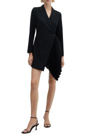 mango Pleated Asymmetric Long Sleeve Blazer Dress at Nordstrom