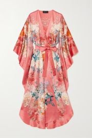 meng Floral-print silk-satin robe at Net A Porter