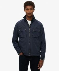 mens Essentials Zip Through Jacket in Eclipse Navy Superdry US at Superdry