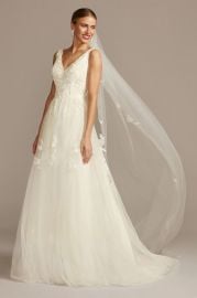 mikado and tulle petite ball gown wedding dress at Davids Bridal