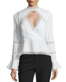 n nicholas Lace-Inset Keyhole-Front Top at Neiman Marcus