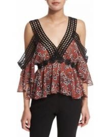 n nicholas Sicilian Floral Cold-Shoulder Top at Neiman Marcus