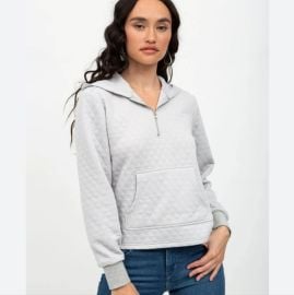 nPHILANTHROPY Tops Nphilanthropy Womens Grey Ale Quilted Zip Pullover Hoodie Sweatshirt Size S Poshmark at Poshmark