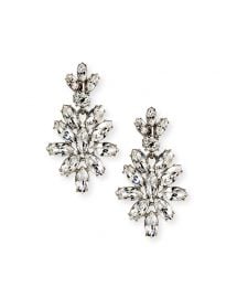 oscar de la renta Navette Crystal Drop Clip Earrings at Neiman Marcus