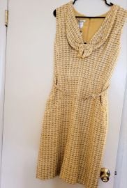 oscar de la renta dress size 8 yellow tweed at eBay