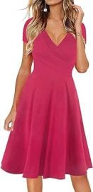 oxiuly Womenx27s Casual Dresses Criss-Cross V-Neck Floral Flare Midi Summer Dress OX233 at Womens Clothing store at Amazon