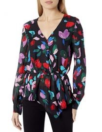 parker Alyssa Wrap Front Peplum Blouse at Amazon