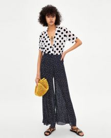 pleated polka dot pants at Zara