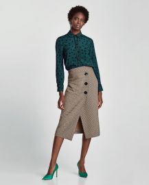 polka dot shirt with contrasting piped seams at Zara