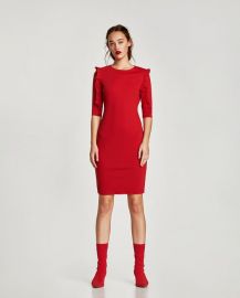 ponte di roma knit dress with ruffles at Zara