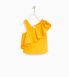 poplin top with ruffle at Zara