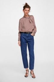 print blouse with bow at Zara