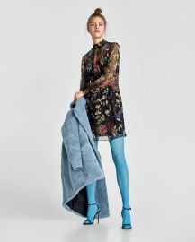 print dress with elastic detail at Zara