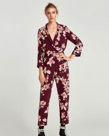 printed bodysuit with lapel collar at Zara