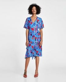 printed dress with frills at Zara