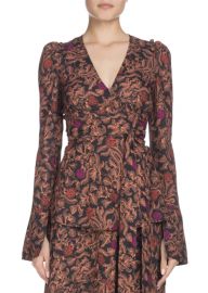 proenza schouler Long-Sleeve Floral-Print Wrap Top at Bergdorf Goodman