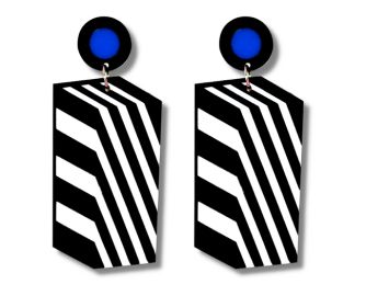 quotA Touch of Bluequot Black and White Mod Earrings Color by HBL at Color by HBL